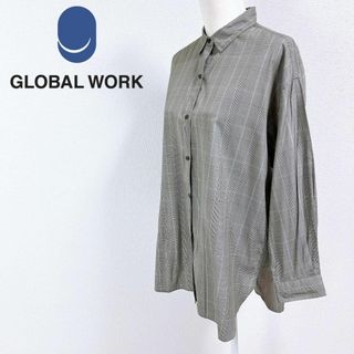 GLOBAL WORK - ●GLOBAL WORK バックギャザー チェック ロングブラウスシャツ XL