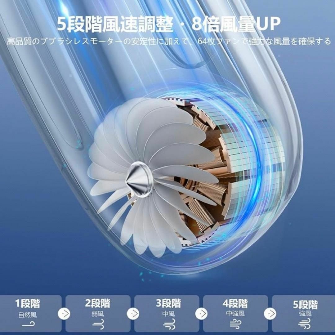 【動作確認済】ネックファン ネッククーラー 羽根なし 5段階調節 8時間 インテリア/住まい/日用品の日用品/生活雑貨/旅行(日用品/生活雑貨)の商品写真