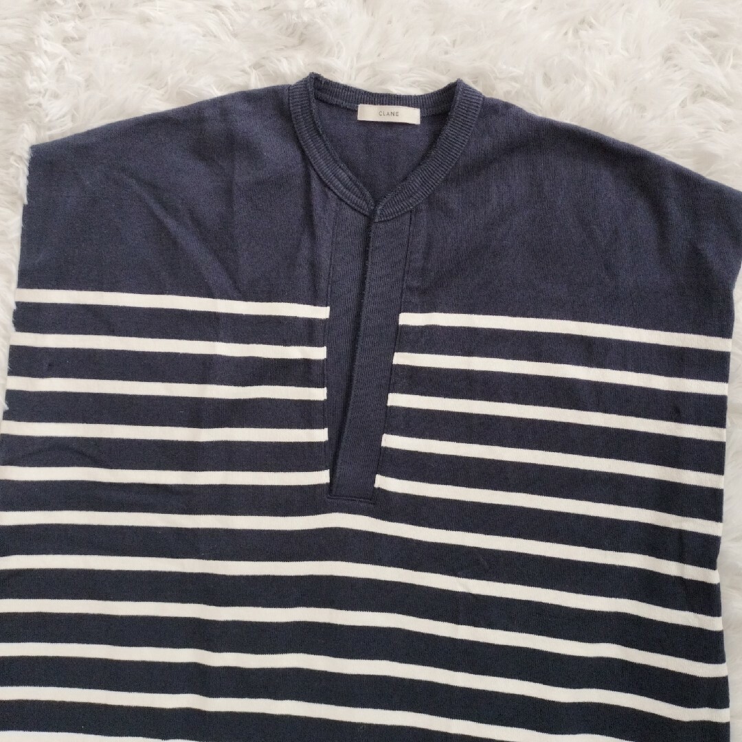 CLANE(クラネ)の23SS CLANE クラネ ボーダー WIDE HENLEY NECK 1 レディースのトップス(カットソー(半袖/袖なし))の商品写真