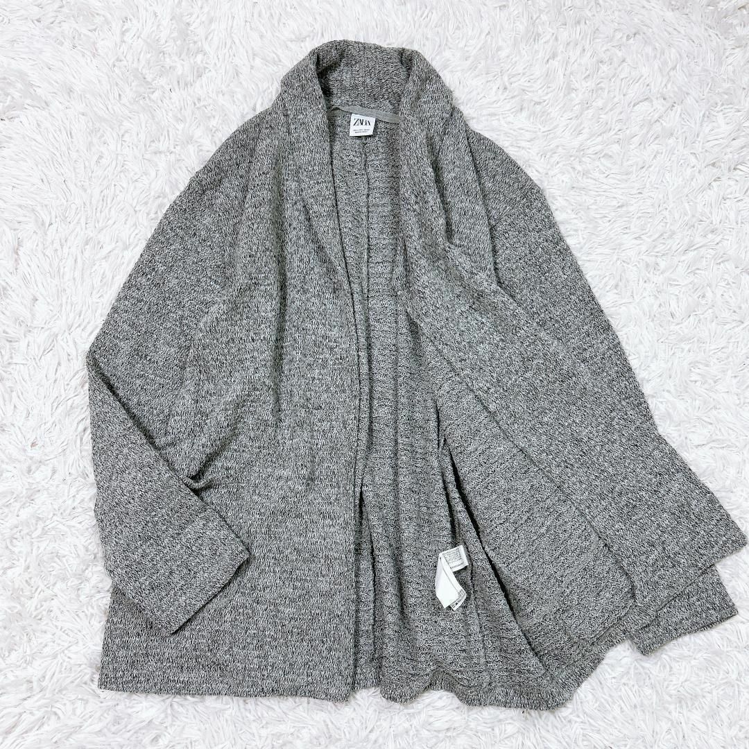 ZARA(ザラ)の■ZARA ザラ カーディガンジャケット ガウンニット グレー レディースのトップス(その他)の商品写真