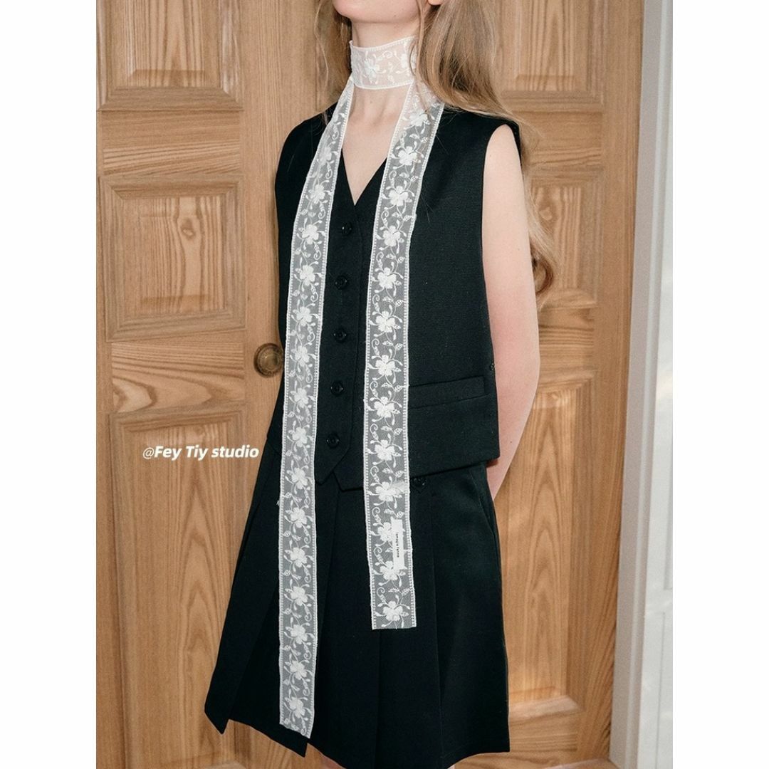 sister jane(シスタージェーン)のFeytiyStudio ロング レース スカーフ シアー 大判 アンティーク レディースのファッション小物(バンダナ/スカーフ)の商品写真