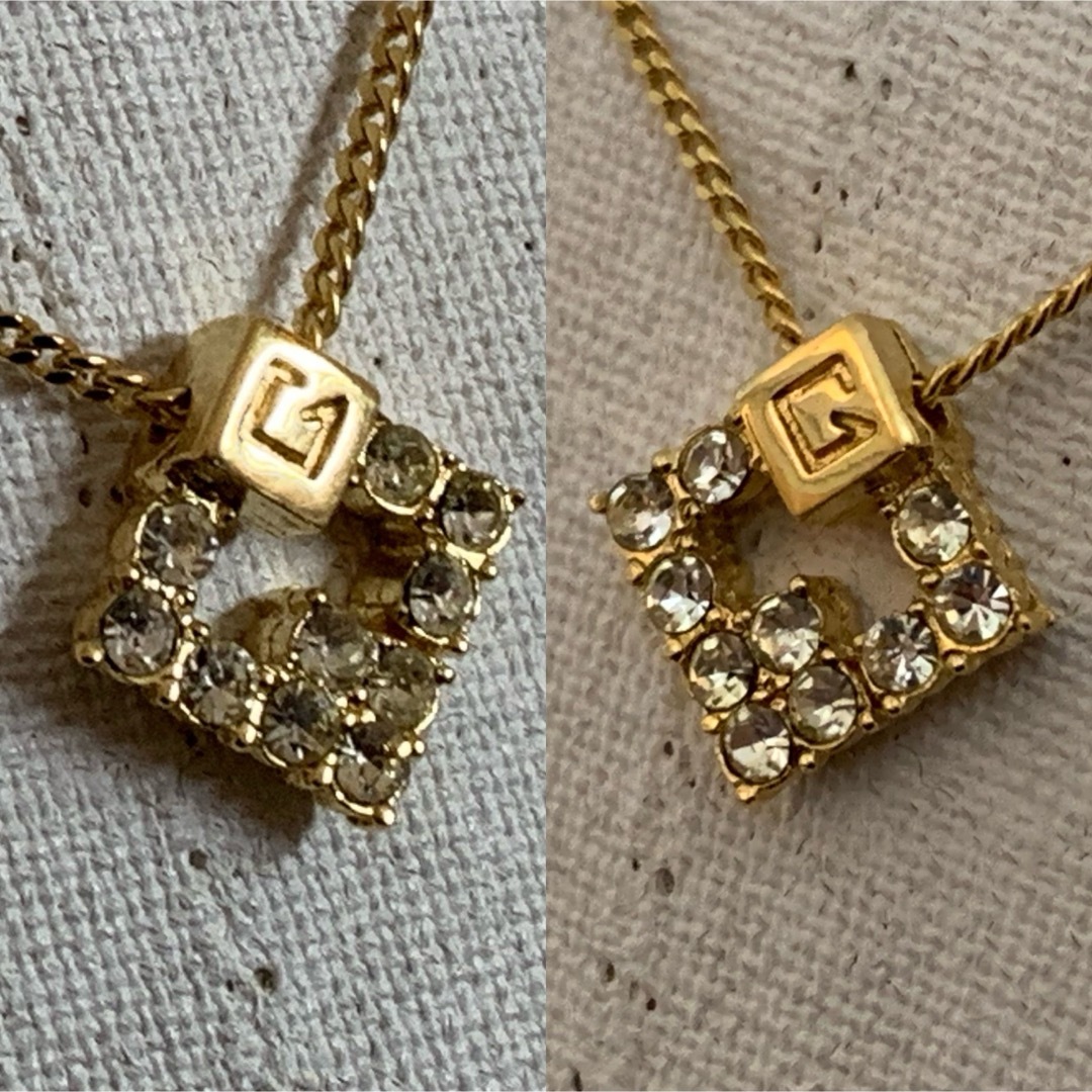 GIVENCHY(ジバンシィ)のGIVENCHY VINTAGE 80s G菱形トップストーン装飾 ネックレス レディースのアクセサリー(ネックレス)の商品写真