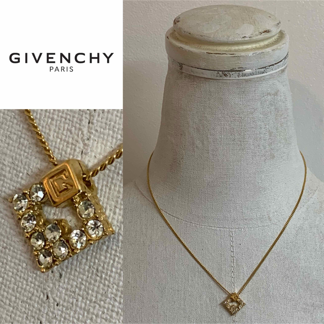 GIVENCHY(ジバンシィ)のGIVENCHY VINTAGE 80s G菱形トップストーン装飾 ネックレス レディースのアクセサリー(ネックレス)の商品写真