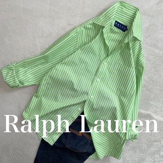 ポロラルフローレン(POLO RALPH LAUREN)のRalph Lauren 美品　L位　正規品　家洗い可　爽やかなストライプ(シャツ/ブラウス(長袖/七分))