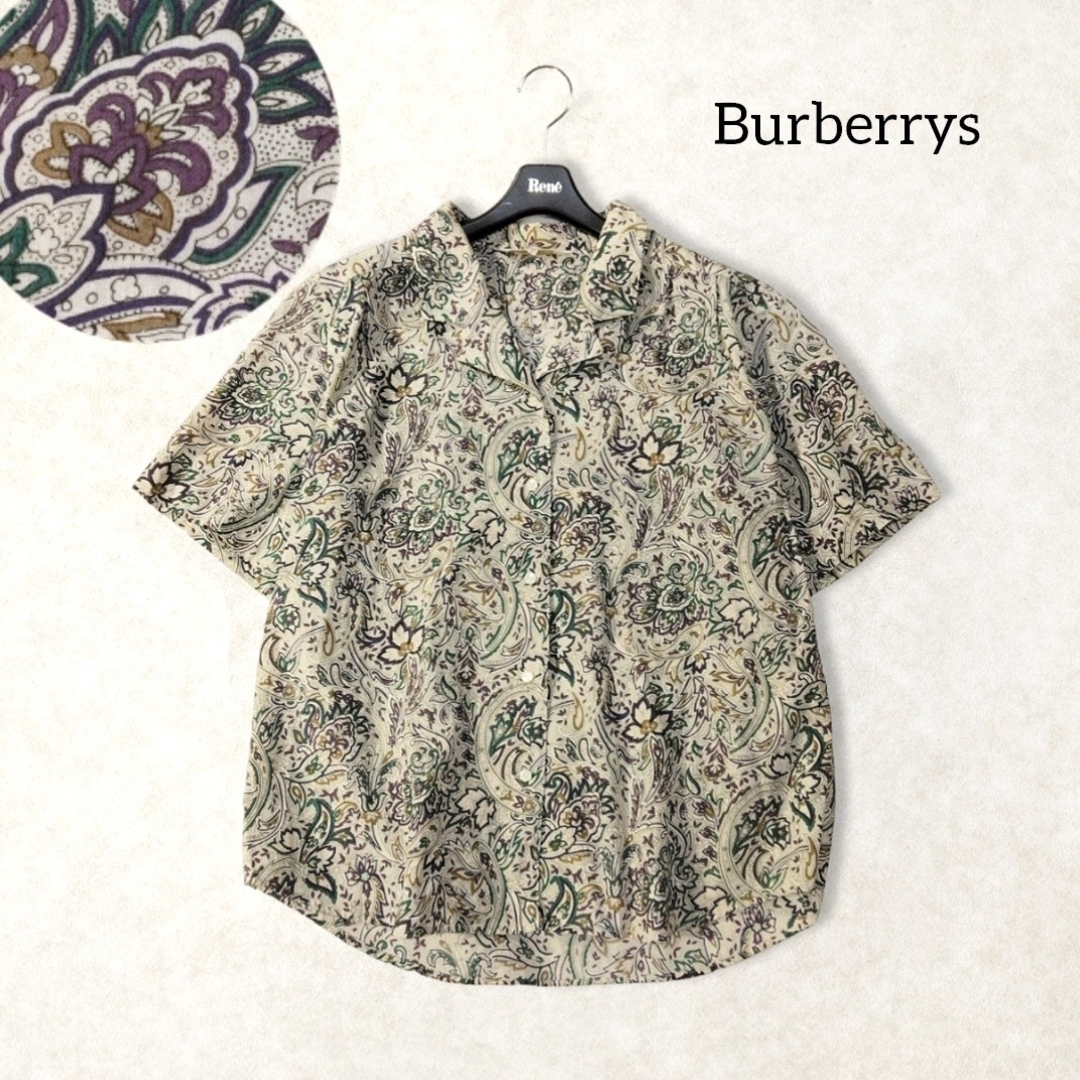 BURBERRY(バーバリー)のバーバリーズ ✿ ペイズリー 総柄 半袖 シャツ ブラウス 11号 L レトロ レディースのトップス(シャツ/ブラウス(半袖/袖なし))の商品写真