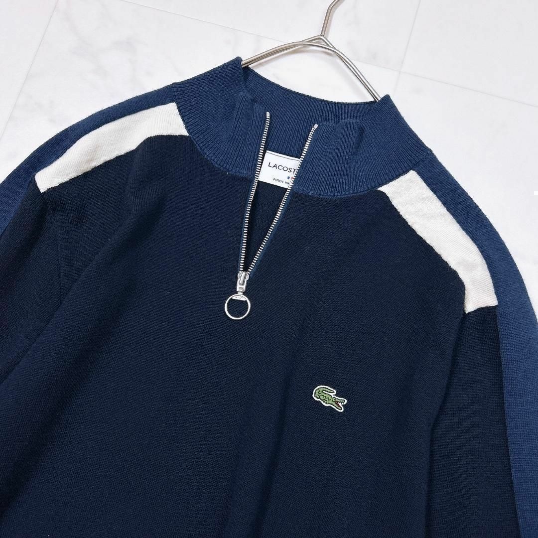 LACOSTE(ラコステ)の▼LACOSTE ウール100% ワンポイント ハーフジップ ニット セータ 4 レディースのトップス(その他)の商品写真