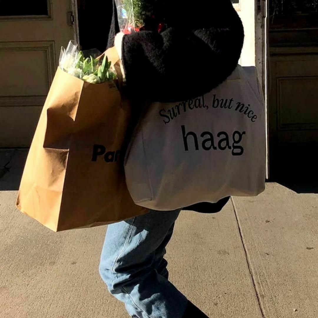 ココットさま　haag　バッグ　韓国　トートバッグ　ヘイグ エコバッグ　ロゴ レディースのバッグ(トートバッグ)の商品写真