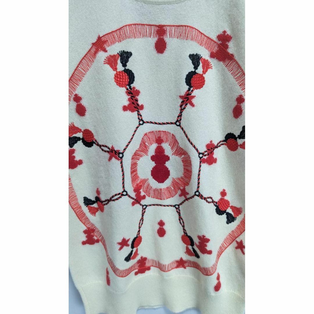 【美品】エルメス カシミヤ100% 刺繍 半袖 ニット セーター 総柄 トップス 【美品】エルメス カシミヤ100% 刺繍 半袖 ニット セーター 総柄 トップス
