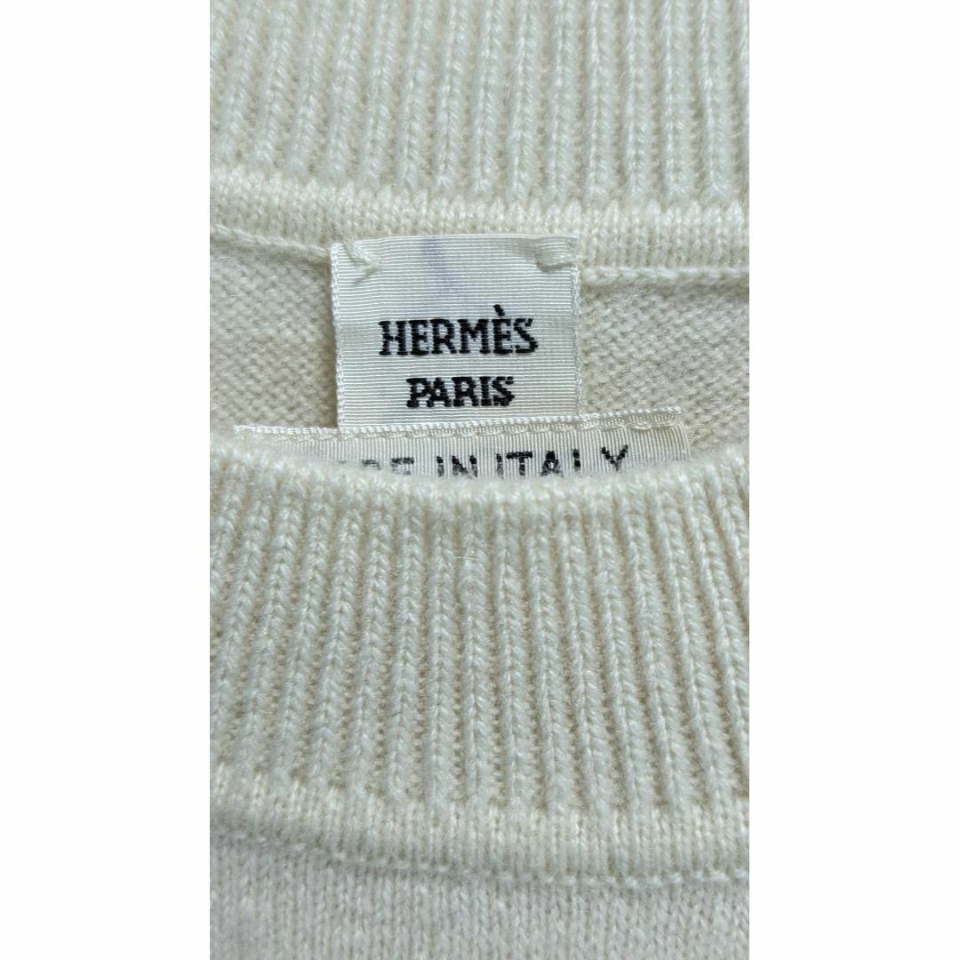 Hermes(エルメス)の【美品】エルメス カシミヤ100％ 刺繍 半袖 ニット セーター 総柄 トップス レディースのトップス(ニット/セーター)の商品写真