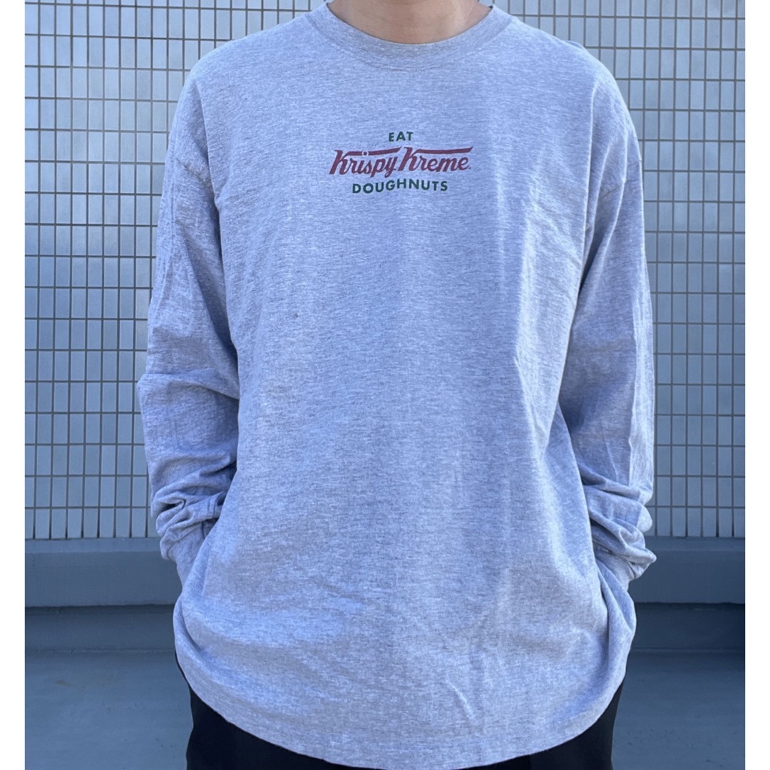 Krispy Kreme ロングスリーブTシャツXL グレーVINTAGE メンズのトップス(Tシャツ/カットソー(七分/長袖))の商品写真