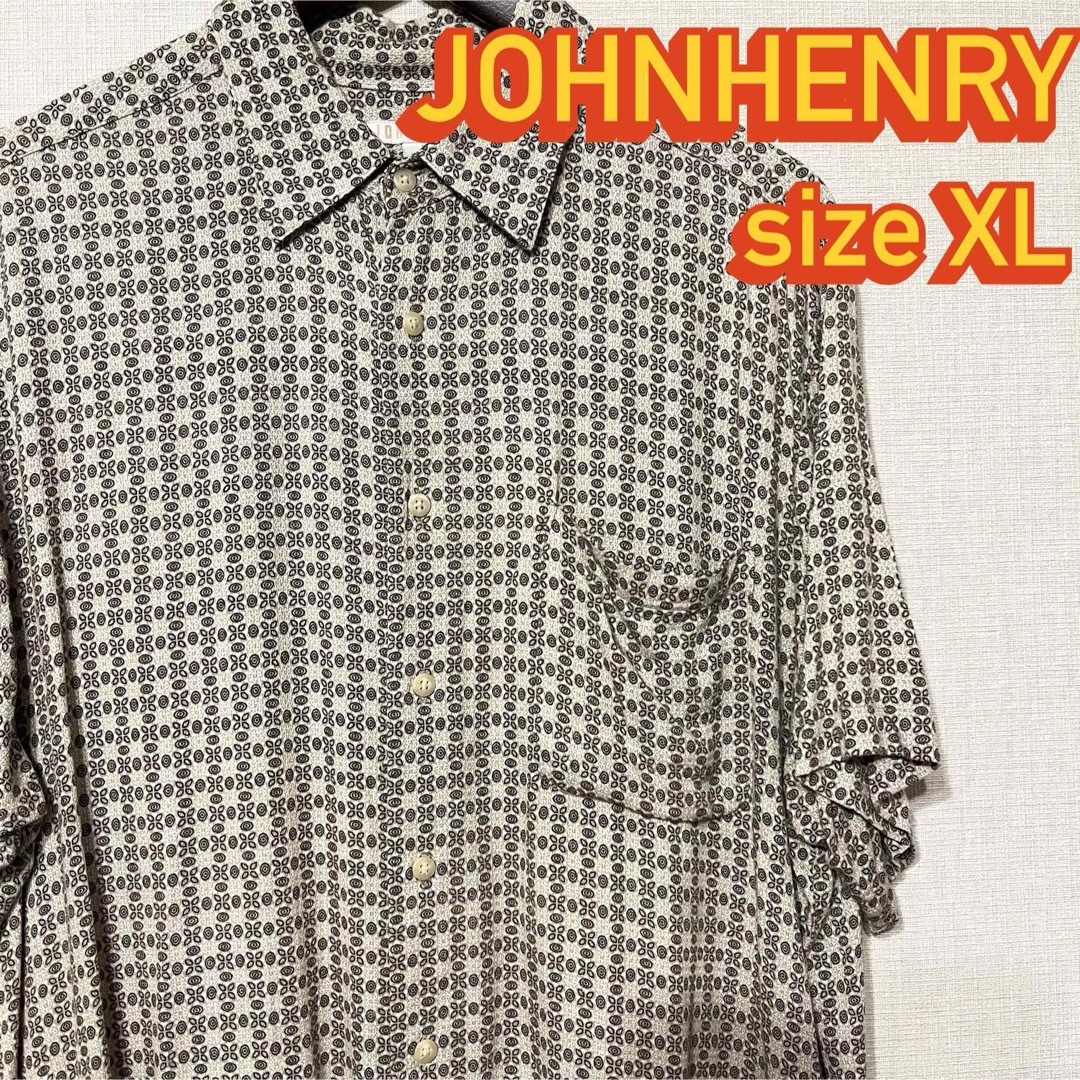 Ralph Lauren(ラルフローレン)のJOHNHENRY ジョンヘンリー 総柄シャツ XLサイズ ベージュ ブラウン メンズのトップス(シャツ)の商品写真