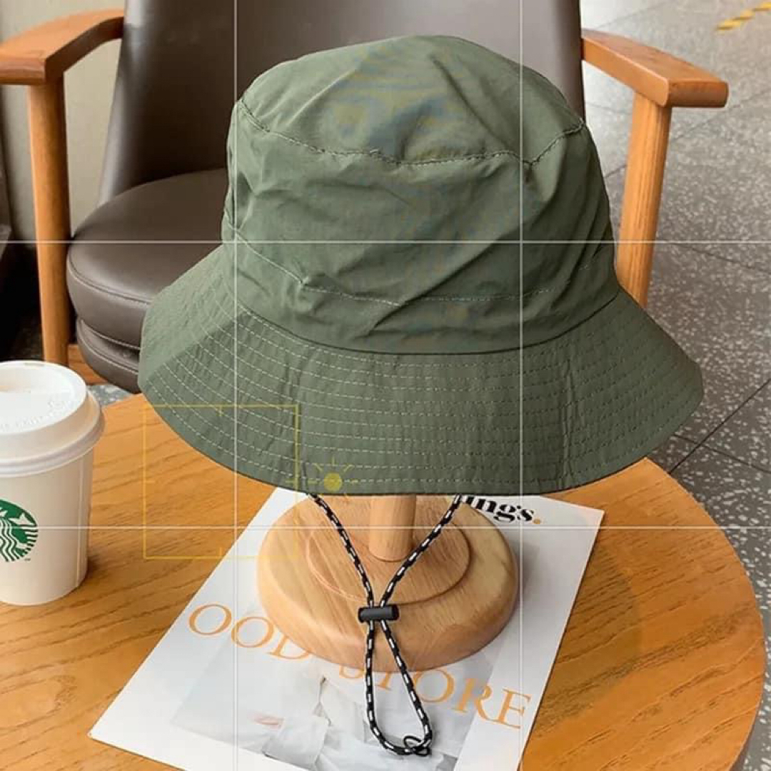新品　アウトドア 軽量 帽子 キャンプ グリーン日焼け止め UV対策 ママ レディースの帽子(ハット)の商品写真