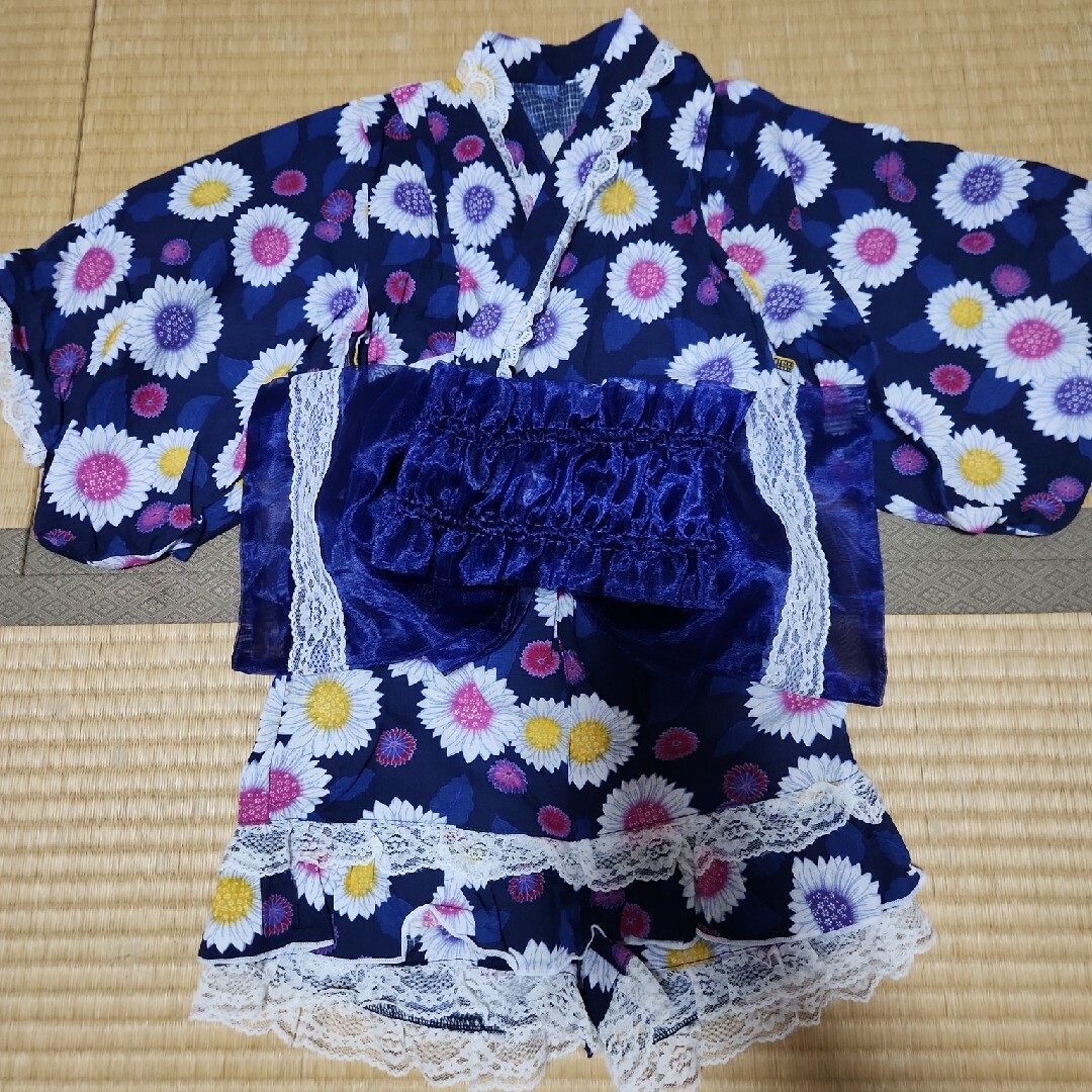 浴衣　３点セット　100cm キッズ/ベビー/マタニティのキッズ服女の子用(90cm~)(甚平/浴衣)の商品写真