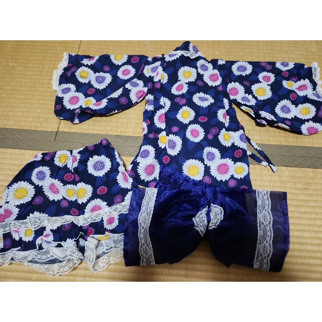 浴衣　３点セット　100cm キッズ/ベビー/マタニティのキッズ服女の子用(90cm~)(甚平/浴衣)の商品写真