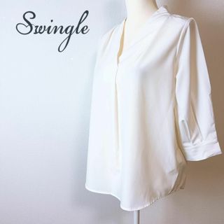 スウィングル(Swingle)の●20-15/ Swingle カットソーブラウス 長袖 プルオーバー ホワイト(その他)