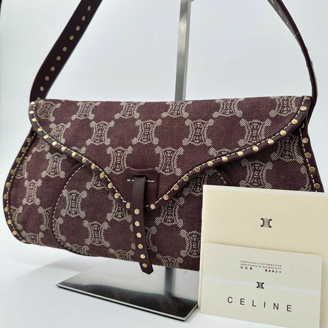 celine(セリーヌ)の希少色 CELINE アクセサリーポーチ パリマカダム デニム キャンバス レディースのバッグ(ハンドバッグ)の商品写真