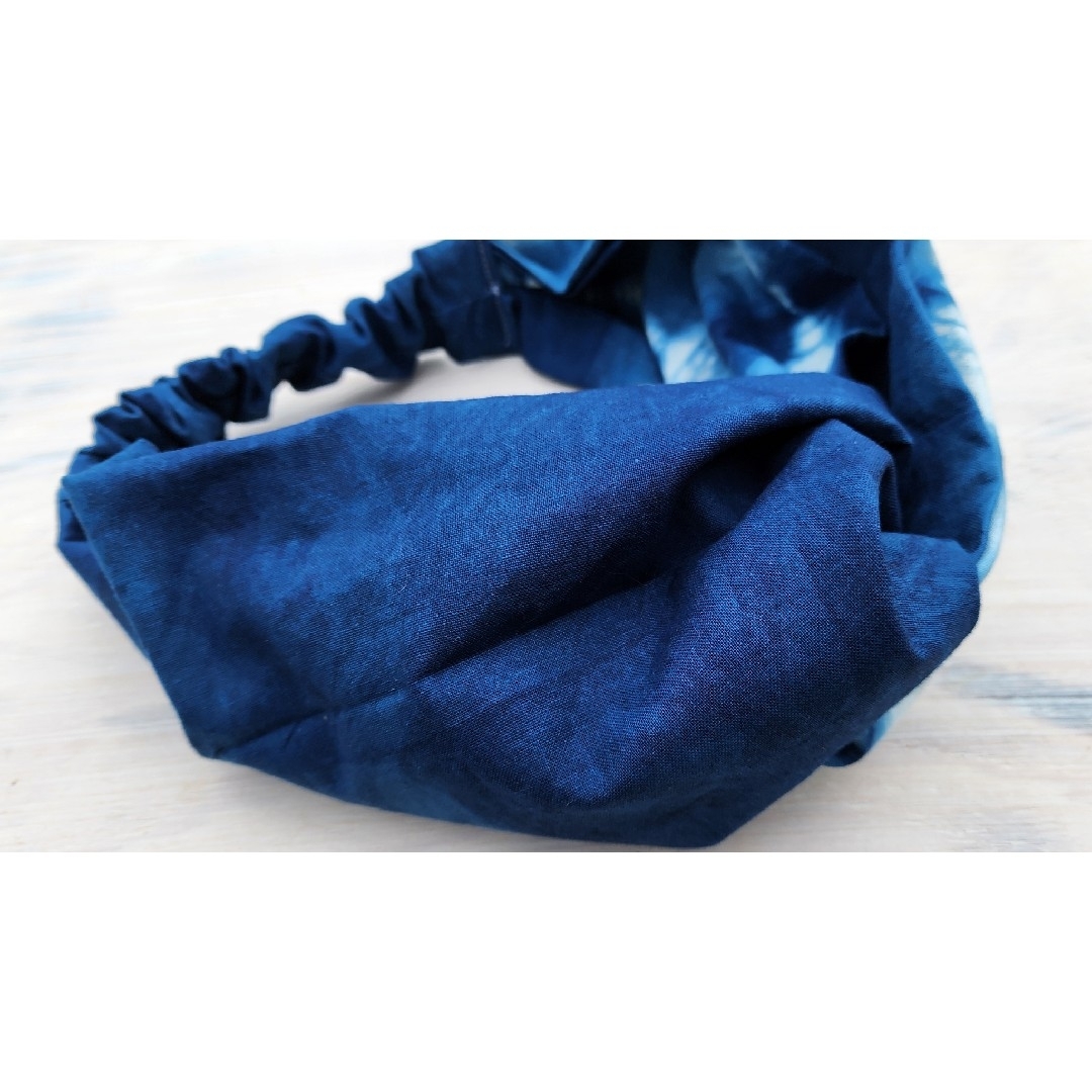 濃い色　藍染ターバン002ゆっくりサイズ人気の藍染ターバン^_^ レディースのヘアアクセサリー(ヘアバンド)の商品写真
