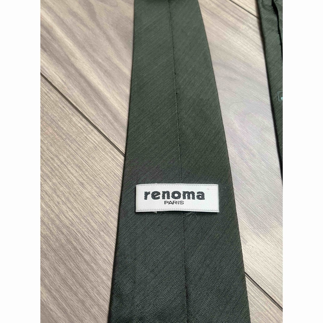 RENOMA(レノマ)の美品　レノマ　ネクタイ　カーキ　無地　ワンポイント　シャンブレー　スリム　ダーク メンズのファッション小物(ネクタイ)の商品写真