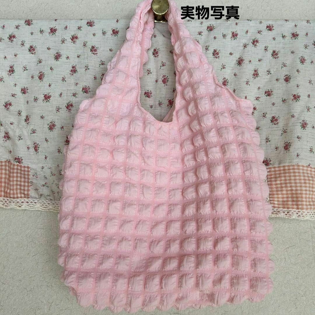 可愛い❤大容量 ポコポコ トート エコ バッグ ピンク A4 韓国 レディースのバッグ(トートバッグ)の商品写真