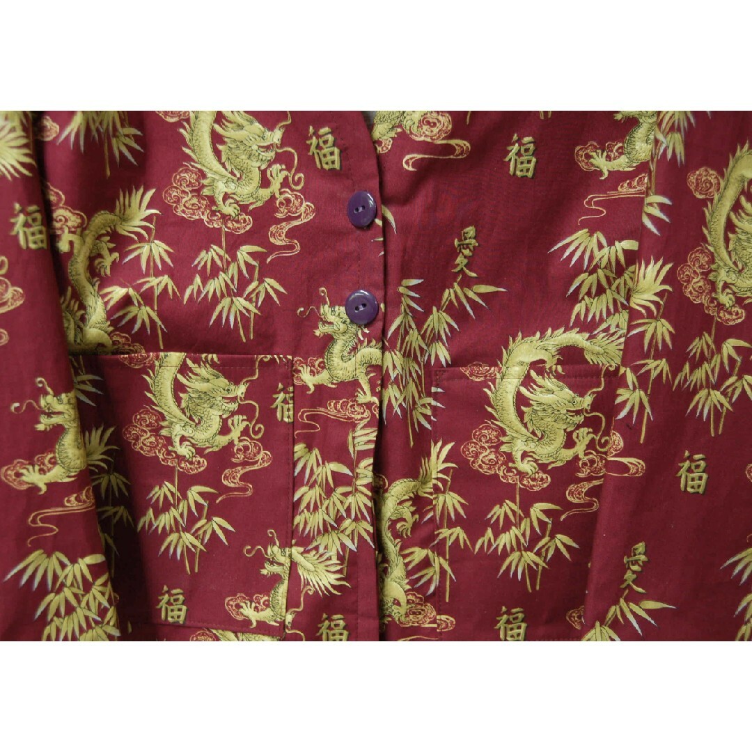 龍　福×愛　USAコットン　カーディガンシャツジャケット:ワインレッド レディースのトップス(カーディガン)の商品写真