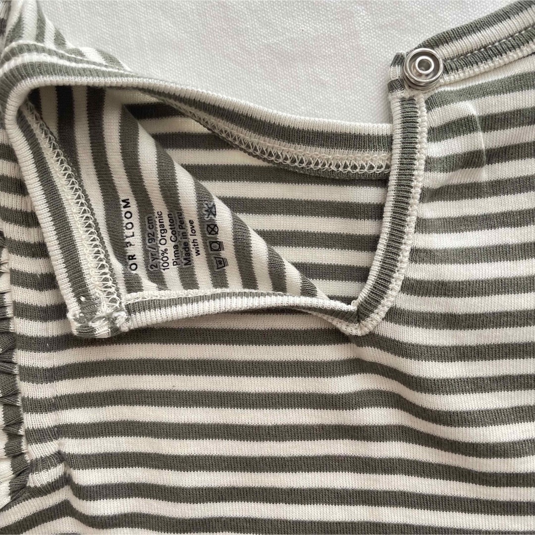 SOOR PLOOM(ソーアプルーム)のSoor Ploom Frill Tee, Dill Stripe 2y キッズ/ベビー/マタニティのキッズ服女の子用(90cm~)(Tシャツ/カットソー)の商品写真