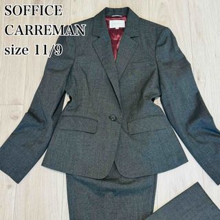 ハルヤマ(HARUYAMA)の【美品】SOFFICE セットアップ　パンツスーツ　グレー　チェック　M〜L相当(スーツ)