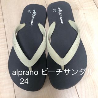 alprano ビーチサンダル　ゴム草履　ビーサン　白✖️黒　24(ビーチサンダル)