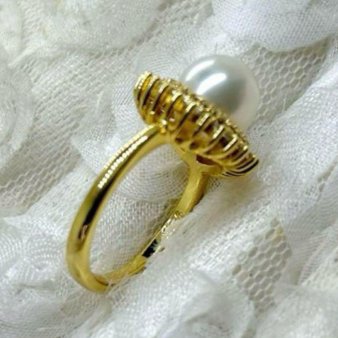 あこや真珠  SILVA925  大珠リング  ジルコニア  一粒  アコヤ真珠 レディースのアクセサリー(リング(指輪))の商品写真