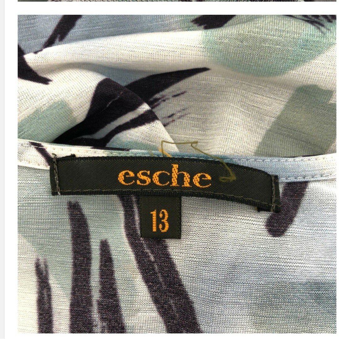 esche(エッシュ)のエッシュ ひざ丈ワンピース カシュクール 半袖 フレア 大サイズ 13 日本製 レディースのワンピース(ロングワンピース/マキシワンピース)の商品写真