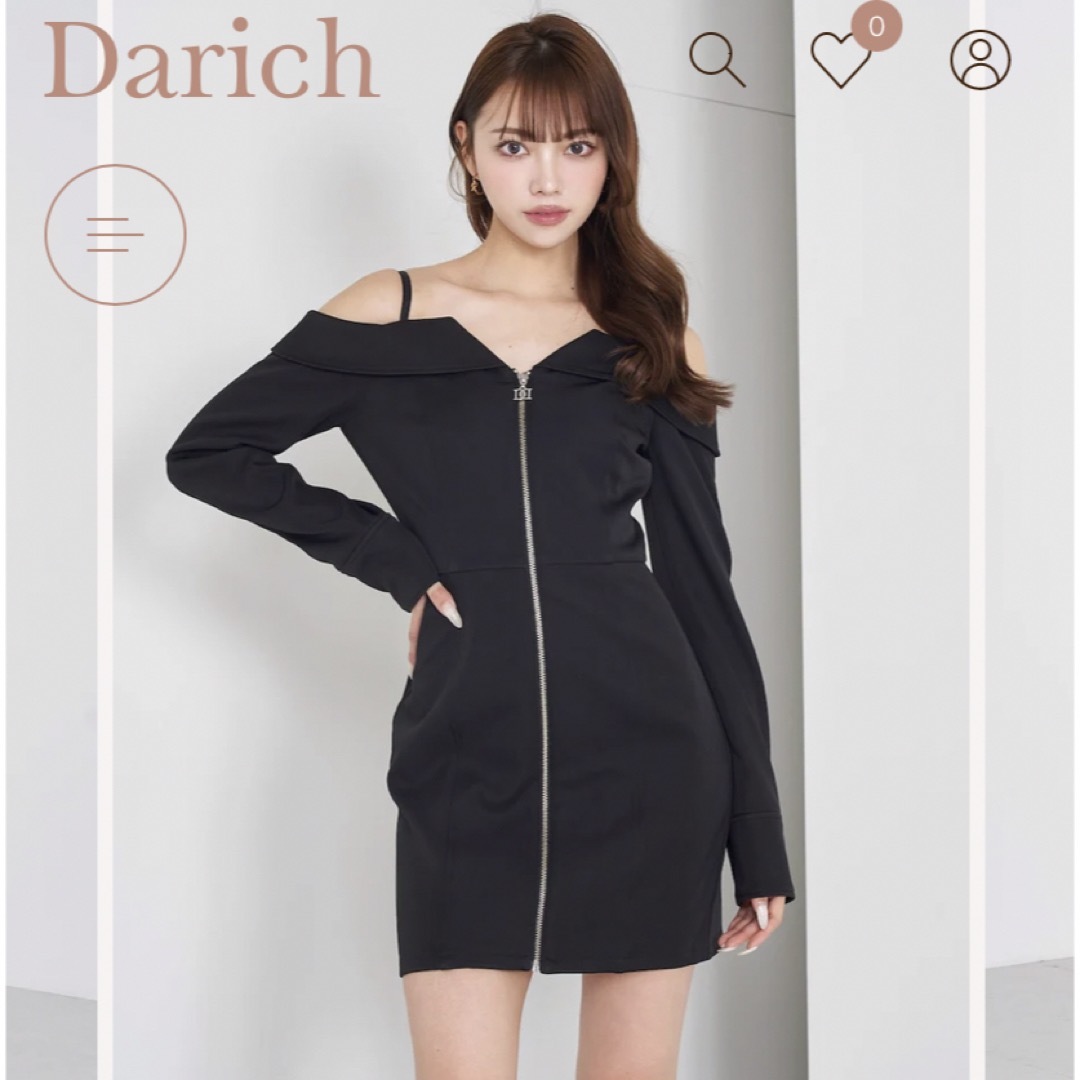 Darich(ダーリッチ)のオフショルダーストラップジャケットミニワンピース レディースのワンピース(ミニワンピース)の商品写真