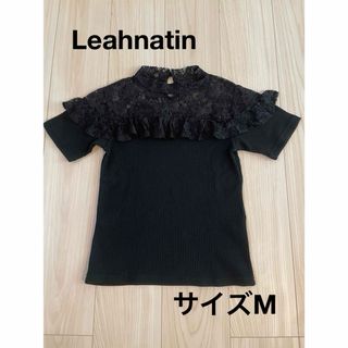 ＊リアマティン：サイズM：黒色の半袖のレースTシャツ＊(カットソー(半袖/袖なし))