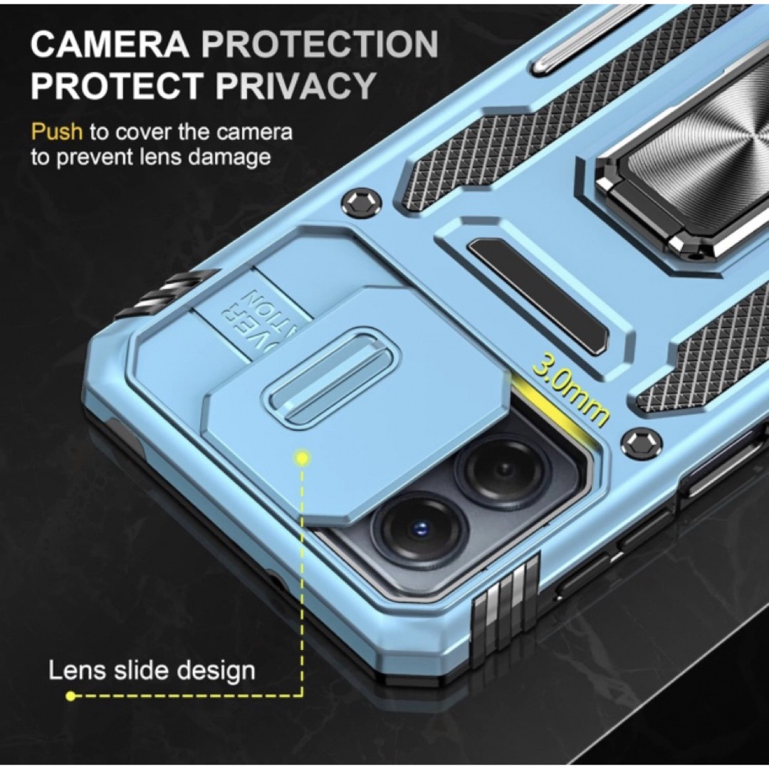 Galaxy S20 ケース リング付き スライド式カメラカバー 耐衝撃　ブルー スマホ/家電/カメラのスマホアクセサリー(Androidケース)の商品写真