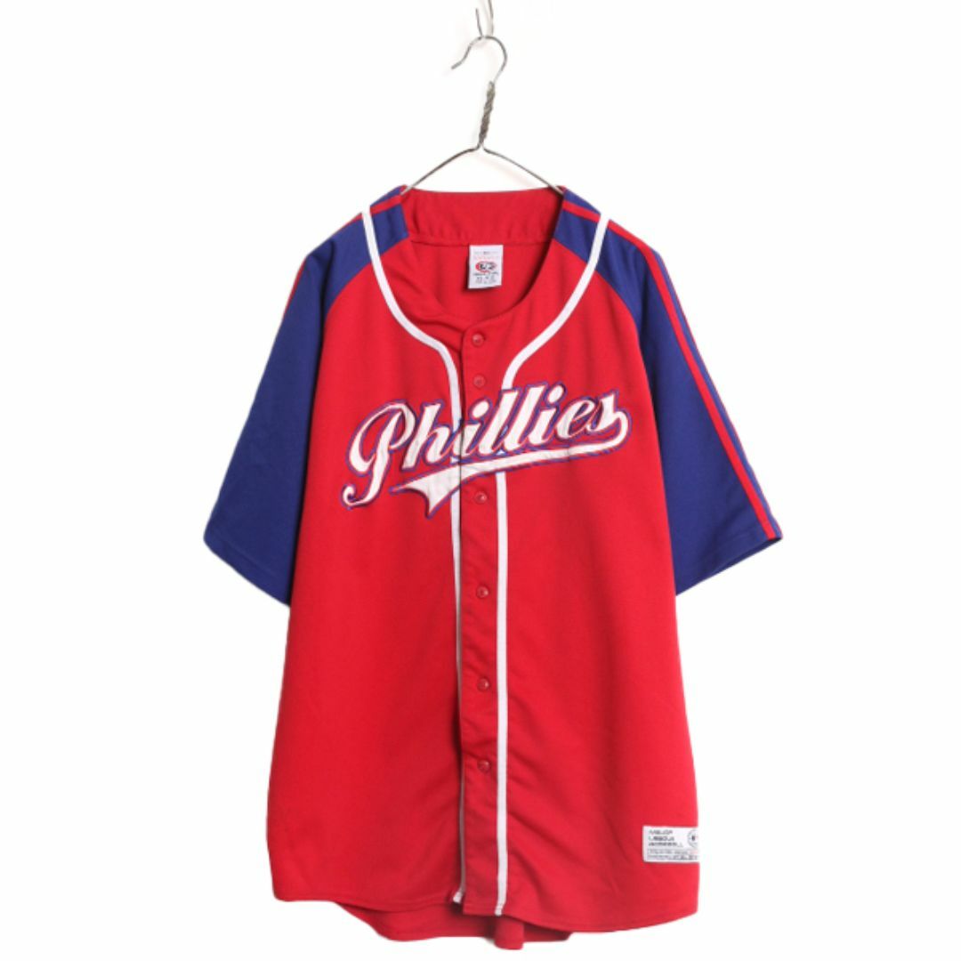 MLB オフィシャル TRUE FAN フィリーズ ベースボール シャツ メンズ XL / 古着 ゲームシャツ ユニフォーム メジャーリーグ 半袖シャツ 野球 スポーツ/アウトドアの野球(ウェア)の商品写真