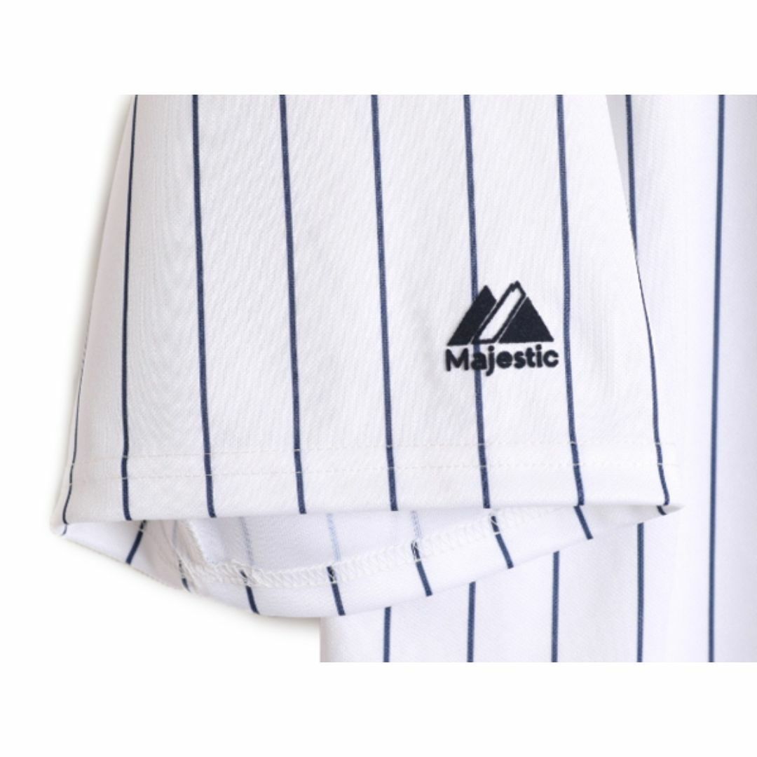 MLB オフィシャル Majestic ヤンキース ベースボール シャツ メンズ M / ゲームシャツ ユニフォーム メジャーリーグ 半袖シャツ ストライプ スポーツ/アウトドアの野球(ウェア)の商品写真