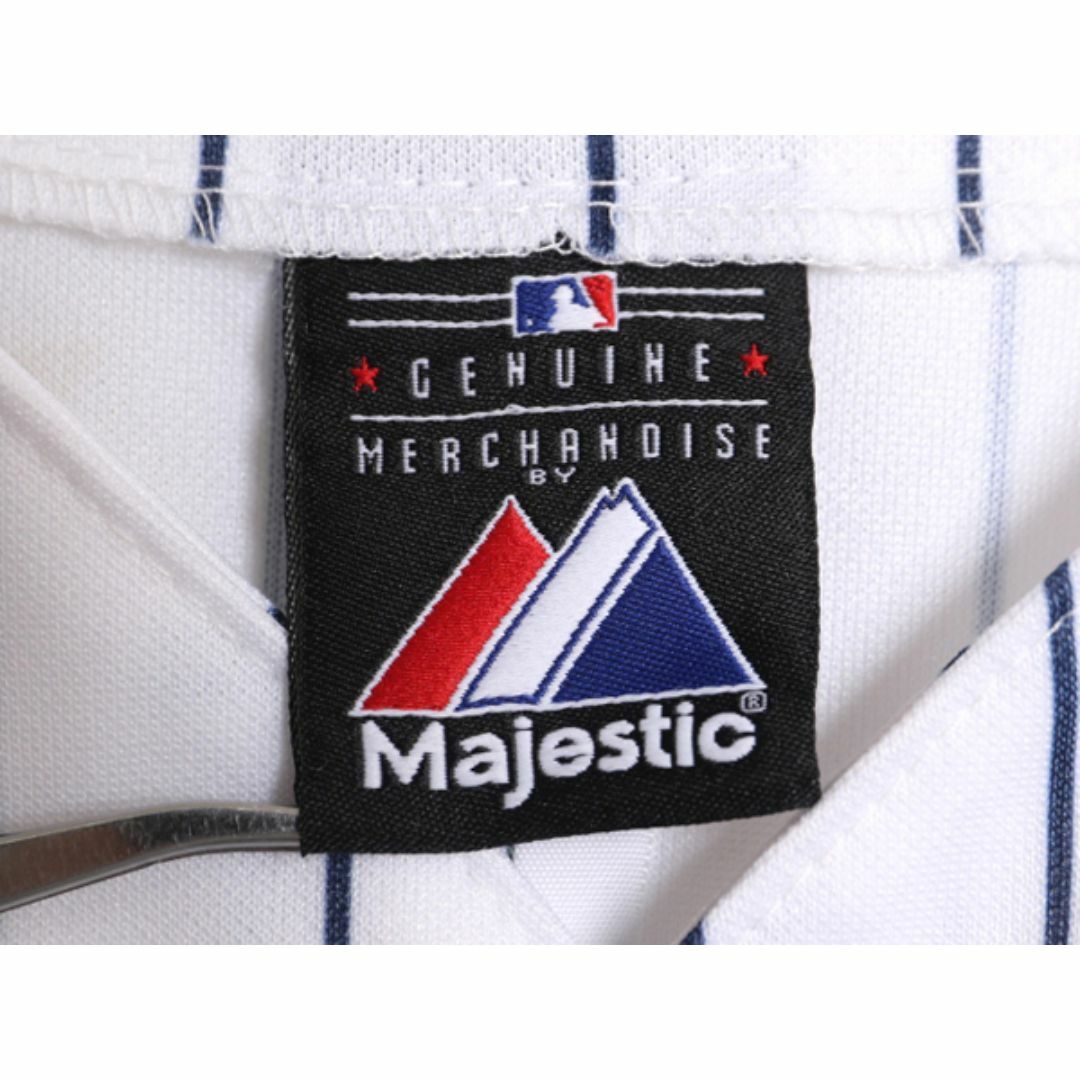 MLB オフィシャル Majestic ヤンキース ベースボール シャツ メンズ M / ゲームシャツ ユニフォーム メジャーリーグ 半袖シャツ ストライプ スポーツ/アウトドアの野球(ウェア)の商品写真