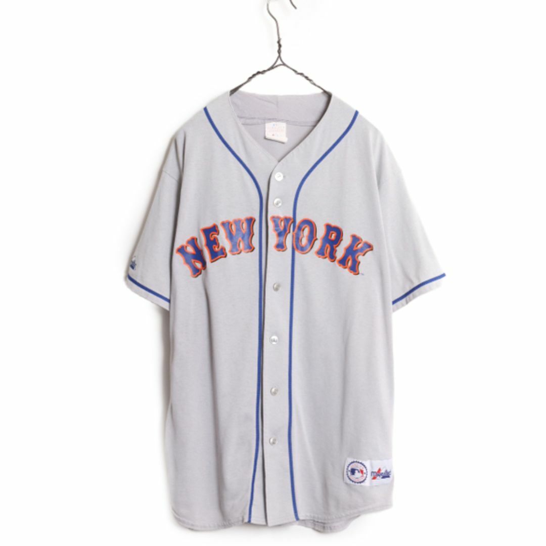 USA製 MLB オフィシャル Majestic メッツ ベースボール シャツ メンズ L 古着 ユニフォーム ゲームシャツ メジャーリーグ 半袖シャツ 野球 スポーツ/アウトドアの野球(ウェア)の商品写真