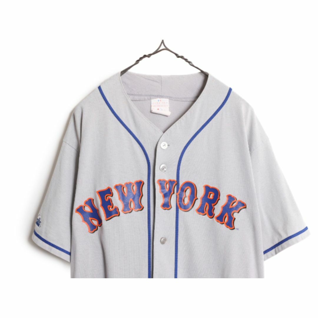 USA製 MLB オフィシャル Majestic メッツ ベースボール シャツ メンズ L 古着 ユニフォーム ゲームシャツ メジャーリーグ 半袖シャツ 野球 スポーツ/アウトドアの野球(ウェア)の商品写真