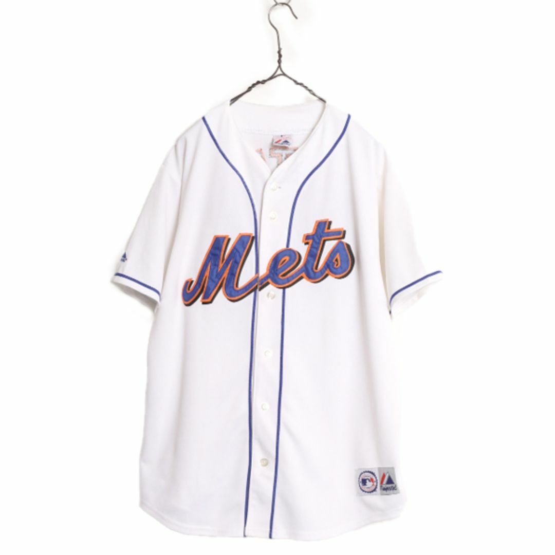 MLB オフィシャル Majestic メッツ ベースボール シャツ メンズ XL 程 ユニフォーム ゲームシャツ メジャーリーグ 半袖シャツ 大きいサイズ スポーツ/アウトドアの野球(ウェア)の商品写真