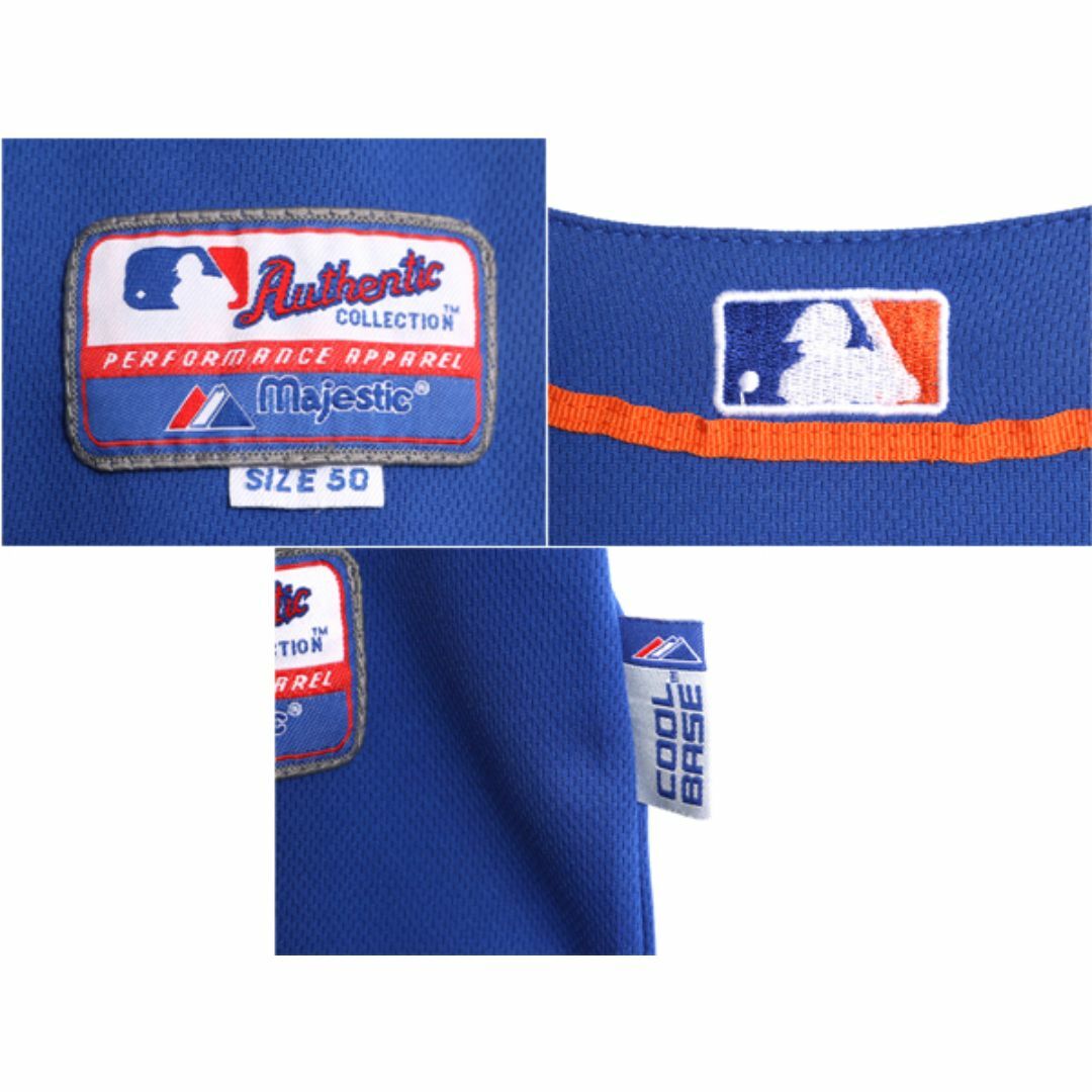 MLB オフィシャル Majestic メッツ ベースボール シャツ メンズ XL 程 ユニフォーム メジャーリーグ ゲームシャツ 半袖シャツ 大きいサイズ スポーツ/アウトドアの野球(ウェア)の商品写真