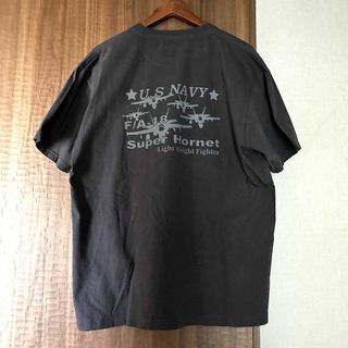 【1回着用】US NAVY 米海軍 USネイビー プリントTシャツ グレーXL(Tシャツ/カットソー(半袖/袖なし))