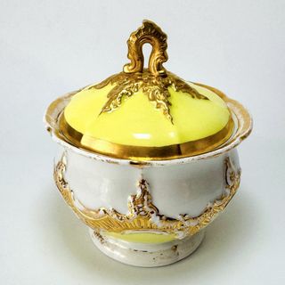 マイセン(MEISSEN)の★マイセン★1級品/Bフォーム/シュガーポット/蓋付/グランツゴールド/黄色/(陶芸)