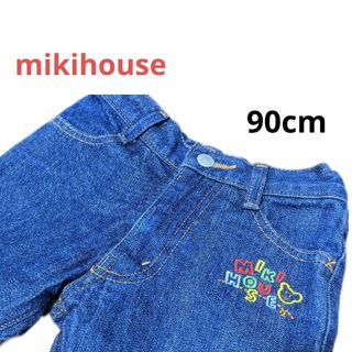 ミキハウス(mikihouse)の美品　ミキハウス　90cm ズボン　デニム　　カラフルロゴ(パンツ/スパッツ)