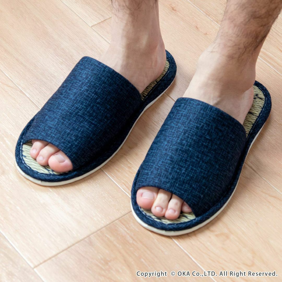 【サイズ:24.5~26.5cm_色:ブルー】オカ(OKA) 日本製 畳スリッパ メンズの靴/シューズ(その他)の商品写真