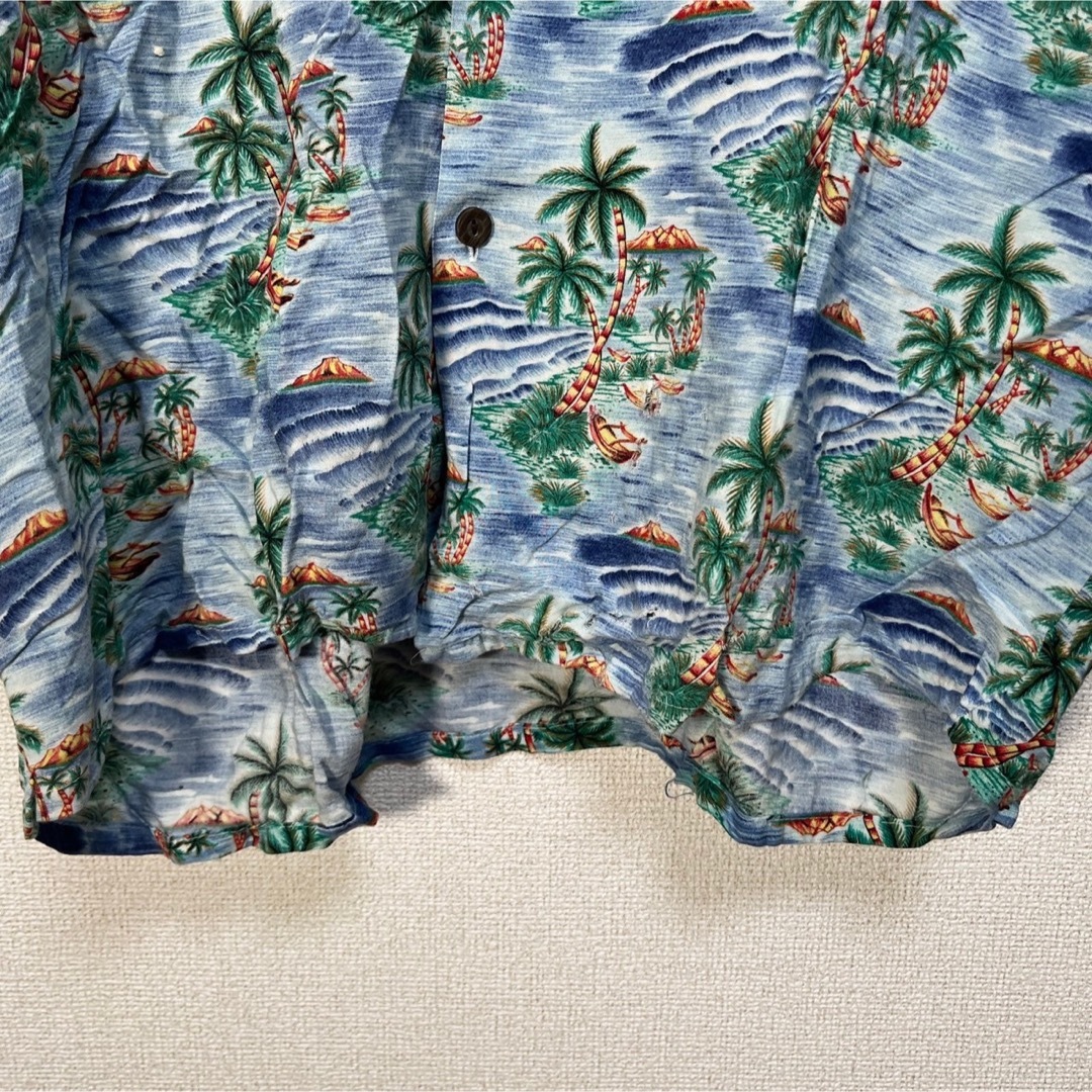 【アロハシャツ】半袖柄シャツレーヨン　総柄ヤシの木ヨット　オープンカラー海47 メンズのトップス(シャツ)の商品写真