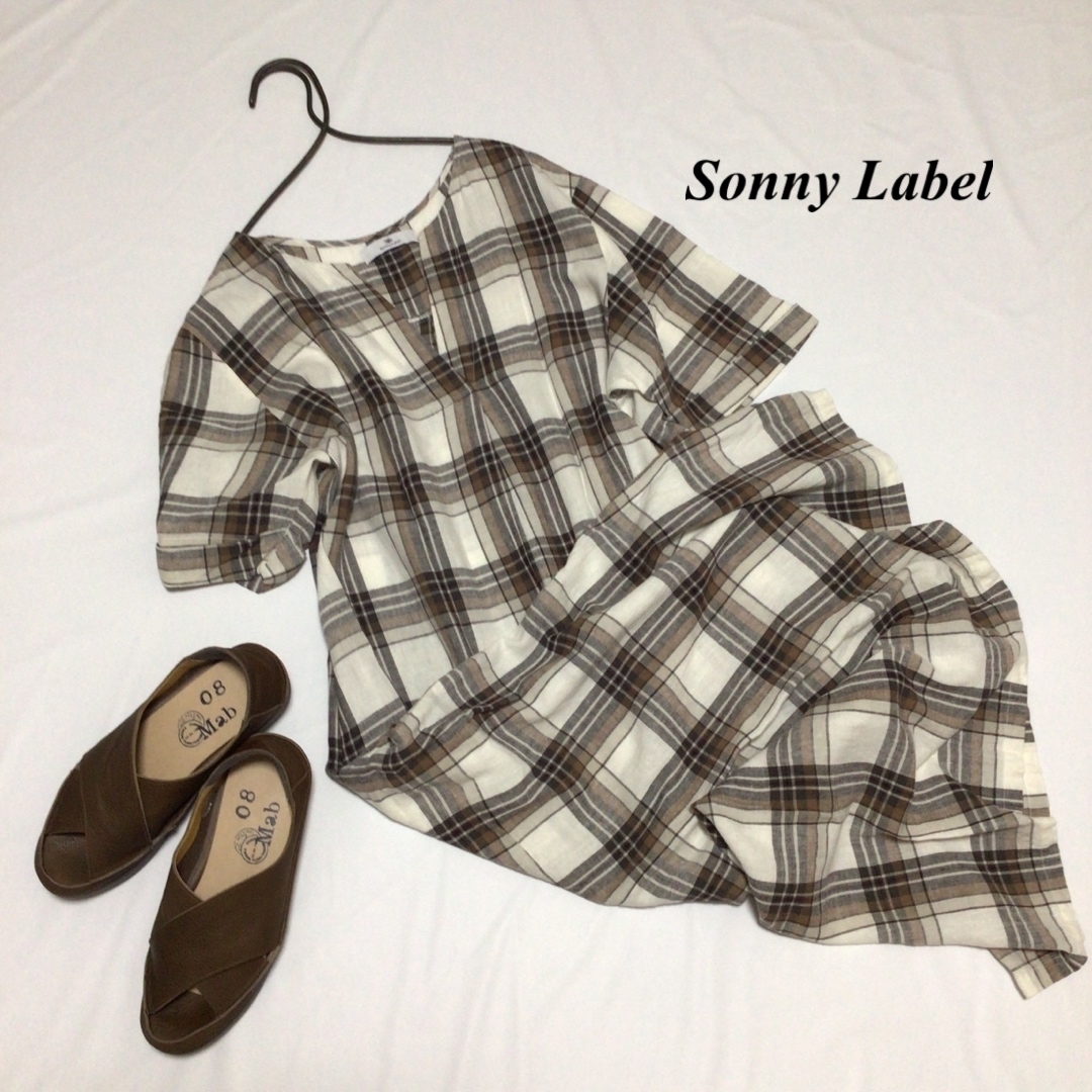 URBAN RESEARCH SONNY LABEL(アーバンリサーチサニーレーベル)のSonnyLabel サニーレーベル リネンチェックスキッパーマキシワンピース☆ レディースのワンピース(ロングワンピース/マキシワンピース)の商品写真