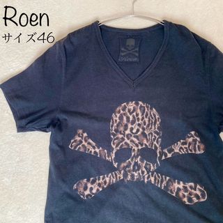 ロエン ROEN スカル　Vネック　カットソー tシャツブラック サイズ46