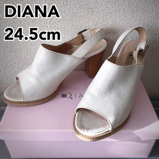 ダイアナ(DIANA)のダイアナ DIANA サボ　ミュール　太ヒール サンダル 白　24.5cm(サンダル)