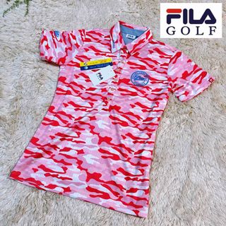 フィラ(FILA)の【新品タグ付】FILA GOLF フィラ　ゴルフ　シャツ　総柄　L ピンク　迷彩(ウエア)