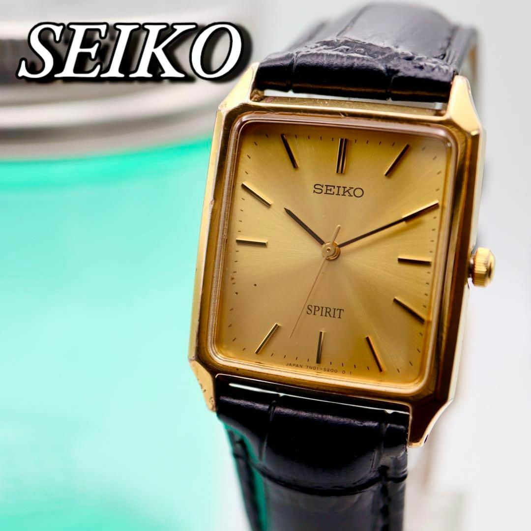 SEIKO(セイコー)の美品 SEIKO スピリット スクエア ゴールド クォーツ メンズ腕時計 775 メンズの時計(腕時計(アナログ))の商品写真