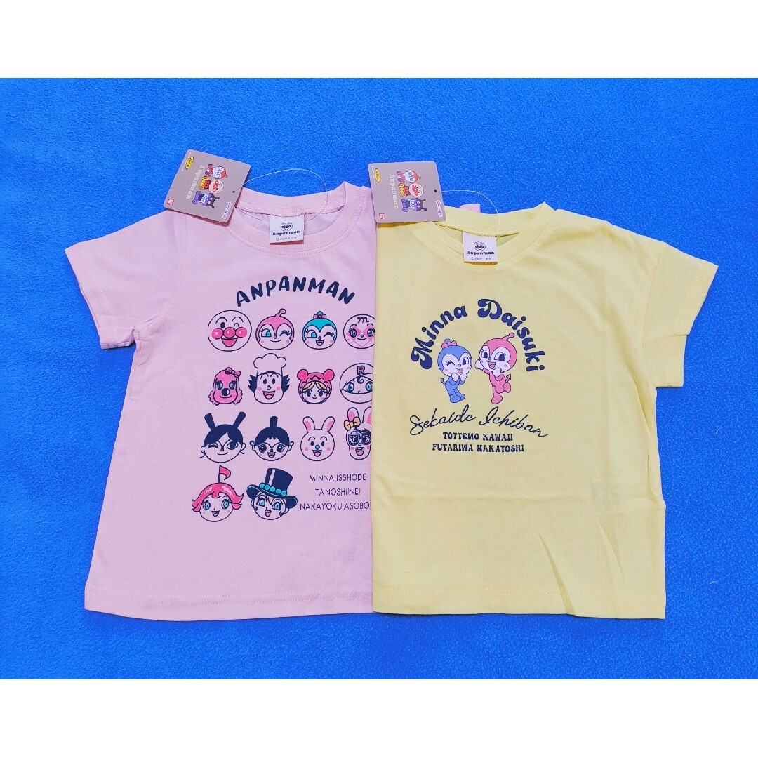 アンパンマン(アンパンマン)の新品　アンパンマン　半袖Ｔシャツ2枚セット　ガールズP×カレッジY キッズ/ベビー/マタニティのキッズ服女の子用(90cm~)(Tシャツ/カットソー)の商品写真